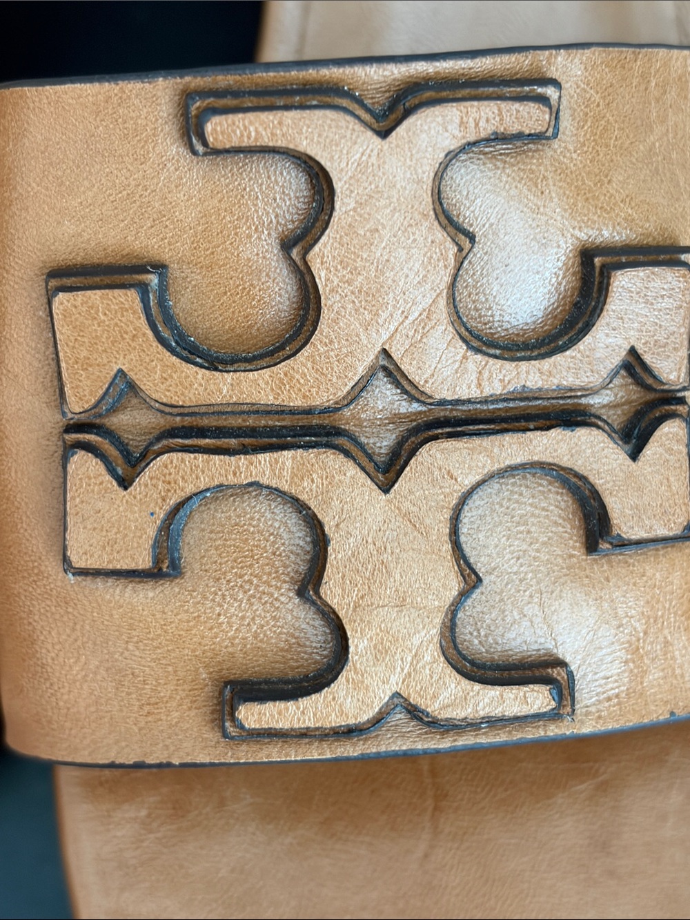 Tory Burch Ines Heeled  Mule Cognac Leather Logo - Picture 7 of 15